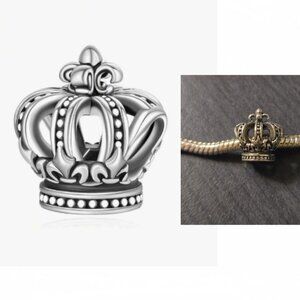 New Sterling Silver 925 Crown Charm for Pandora Type bracelet